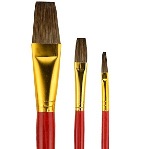 Fundamentals Short Handled Brush Set - Economical Paint Brush Set No. 10 for Beginning Artists - Large Natural Strokes Brushes Set of 3 Paintbrushes - 1 of 4
