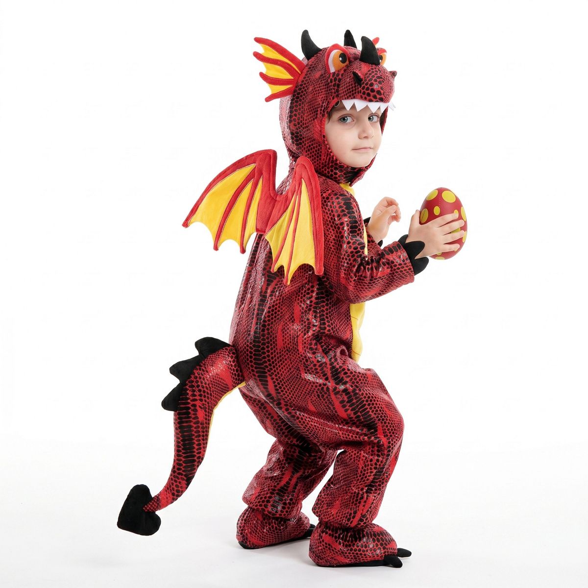 Joyfy Halloween Costume Baby Dragon Costume – Complete Toddler Set with 3D Hood, Wings & Plush Egg - thumbnail 5