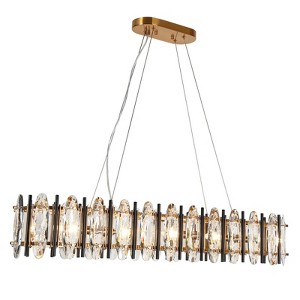 LNC Noctiflorous 5-Lights 40.7" Modern Luxury Rectangle Crystal Island Lights,Gold Frame - 1 of 4