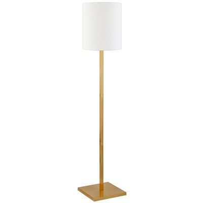 Hudson and Canal Square Base Floor Lamp with Fabric Shade Brass/White: Minimalist Design, UL Listed, Metal Body