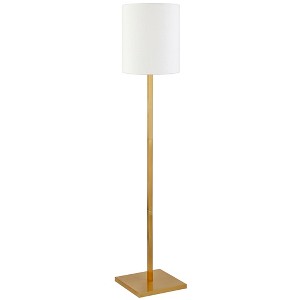 Hudson and Canal Square Base Floor Lamp with Fabric Shade Brass/White: Minimalist Design, UL Listed, Metal Body - 1 of 4