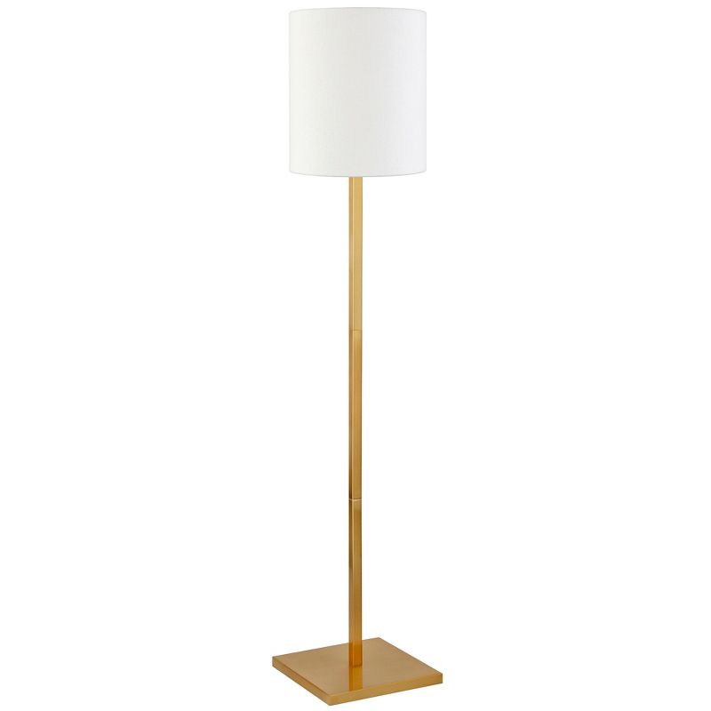 Hampton &#38; Thyme Square Base Floor Lamp with Fabric Shade Brass/White, 1 of 8