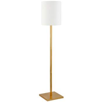 Hampton & Thyme Square Base Floor Lamp with Fabric Shade Brass/White