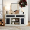 58" TV Stand with Embossed Pattern, Sliding Door Media Console with Open and Closed Storage for Living Room or Bedroom, Modern TV Cabinet - 2 of 4