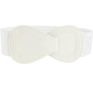 INSPIRE CHIC Women's Interlock 8-shaped Faux Leather Buckle Elastic Belt 1 Pc - 1 of 4