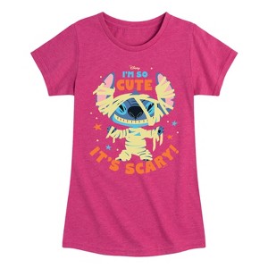 Girls' - Lilo and Stitch - So Cute It's Scary Fitted Short Sleeve Graphic T-Shirt - 1 of 4
