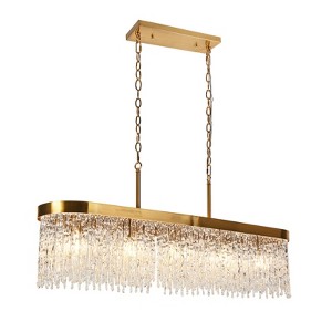 LNC Ardanidula 5-Lights 43.3" Luxury and Glam Rectangle LED Kitchen Island Lights, Gold - 1 of 4