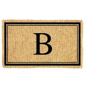 Evergreen Monogram Indoor Outdoor 100% Natural Coir Doormat 28" x 16" |  Letter  "B" - 1 of 4