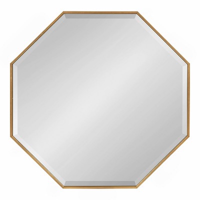 Gold Octagon Wall Mirror with Wood Frame, 34"