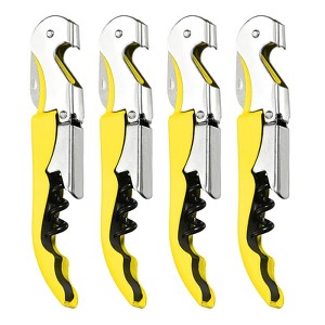 Unique Bargains Double Hinged Wine Bottle Openers with Foil Cutter 5" 4 Pcs - 1 of 4