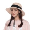 Anna-Kaci Wide Brim Straw Sun Hat with Black Ribbon Bow Adjustable Chin Strap Inner Sweatband for Outdoor and Travel Use - 2 of 4