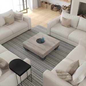 Royal Hampton Tokyo Inspired 36 Inch Square Mango Wood Coffee Table-Handcrafted with Elegant Sandblasted Gray Finish and Tapered Legs - 1 of 4