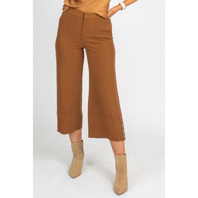 Women's CAMEL PINSTRIPE WIDE LEG TROUSERS - DRESS FORUM
