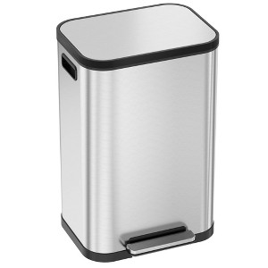 iTouchless 13.2gal Soft Step ProX Step Trash Can with Odor Filter and Removable Bucket: Stainless Steel, Pedal-Operated, Kitchen Garbage Can - 1 of 4