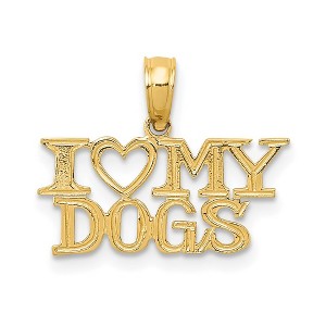 Black Bow Jewelry 14k Yellow Gold I Heart My Dogs Polished Pendant - 1 of 4