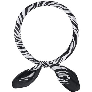 INSPIRE CHIC Women Zebra Printed Satin Large Square Silky Neck Scarves 1Pc - 1 of 4