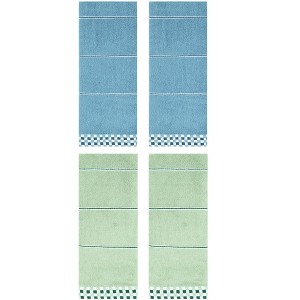 REGALWOVEN Striped Checked Print Absorbent Soft Decorative Hand Towel 14" x 30" - 1 of 4