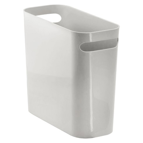 Mdesign Plastic Small 1.5 Gal./5.7 Liter Trash Can, Built-in Handles, Light  Gray : Target