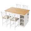 ChicFurnit Dining Sets Counter Height Table Set with Storage Shelves Cross Back Chairs for Kitchen Dining Room, Beige and White, 63.5"*33.75"*6.25" - 2 of 4