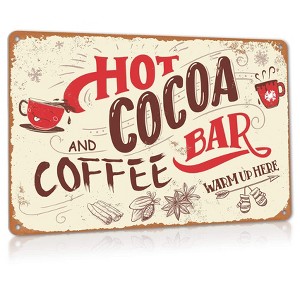 Hot Cocoa Bar Sign Vintage Christmas Coffee Station Wall Decor Metal Signs - 1 of 3