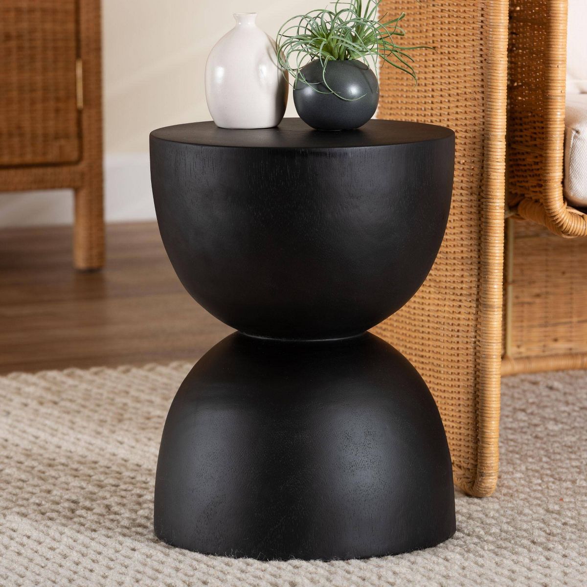 bali & pari Nomiki Solid Suar Wood Side Table Blac - thumbnail 5