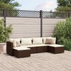 vidaXL Patio Lounge Set with Cushions Sectional Sofa Outdoor 6 Piece Poly Rattan - Brown and White - 2 of 4