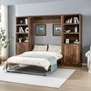 Full Size Half Self-Close and Open Murphy Bed Cabinet with Side Cabinet Bookshelf, Brown - ModernLuxe - 3 of 4