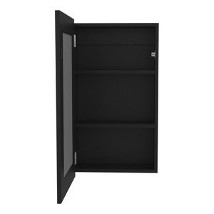 SEVOBAL Bathroom Storage Cabinets Wall Mounted Single Door Cabinet with Mirror and Shelves for Bathroom, Black, 5"*15.3"*25.7" - 1 of 4