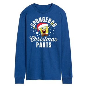 Men's - SpongeBob SquarePants - Christmas Pants Long Sleeve Graphic T-Shirt - 1 of 4