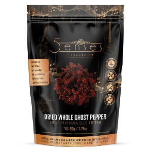 5Senses Dried Whole Ghost Peppers | Bhut Jolokia, Chile Fantasma | Firestorm | 100% Natural, Non-GMO, Fairtrade (1.75oz/50g) - 1 of 4