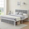 Garvee Platform Full/Queen Size Bed Frame with Wave Wood Headboard & Footboard, Strong Metal Slat Support, No Box Spring Needed - 2 of 4