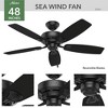 Hunter Fan 48" Sea Wind Damp Rated Ceiling Fan and Pull Chain Matte Black - 2 of 4