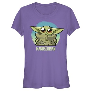 Juniors Womens Star Wars The Mandalorian The Child Circle Big Eyes T-Shirt - 1 of 3