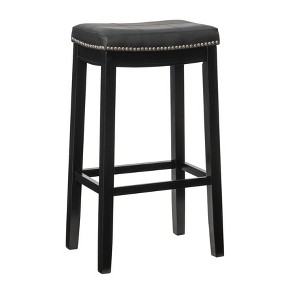 Padded Saddle Seat Barstool Hardwood - Linon - 1 of 4