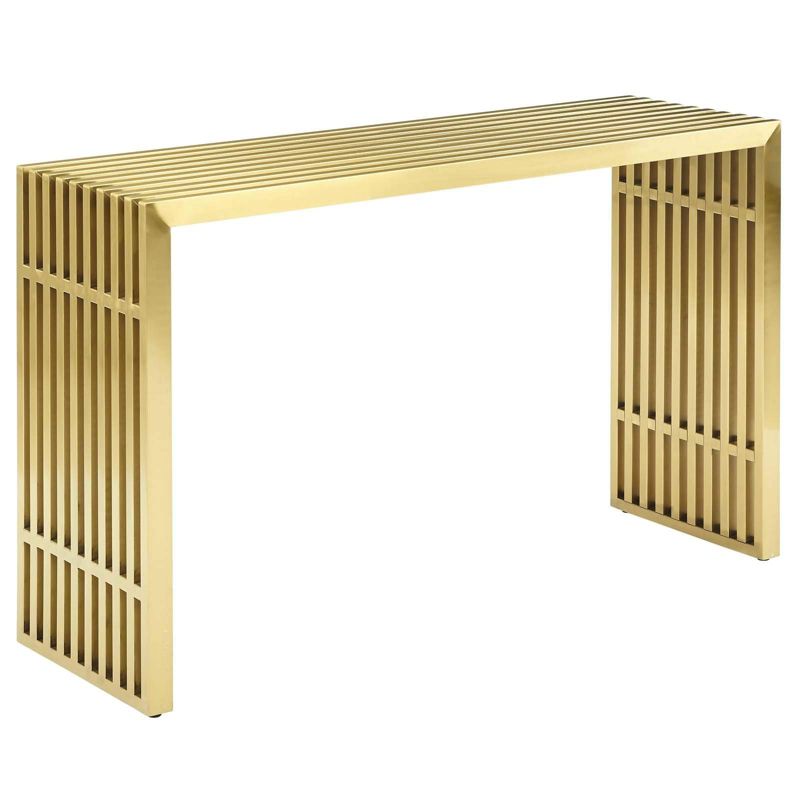 Modway Gridiron Stainless Steel Console Table Gold, 2 of 6