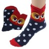 Colorful Owl Crew Socks (Women's Sizes Adult Medium) - Navy Blue and Red from the Sock Panda - 3 of 3