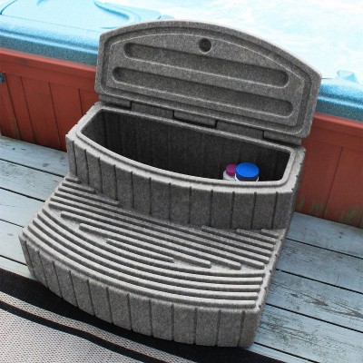 Granite Gray Plastic Storage Step with Hinged Lid