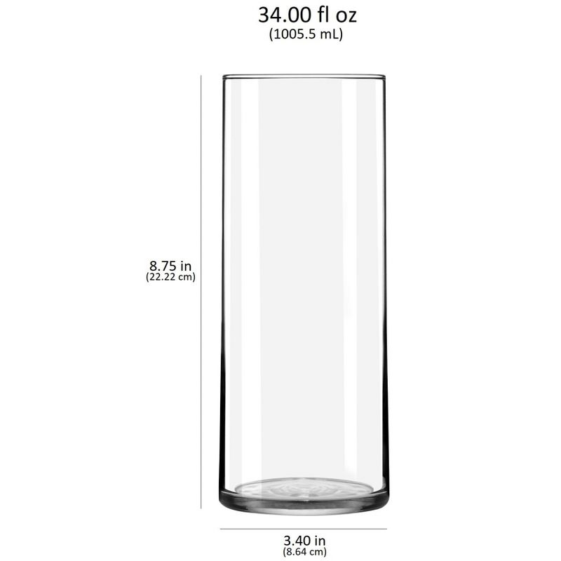 Libbey Cylinder Vases, 8.75-inch Tall, Set of 12, 3 of 5