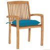 vidaXL Solid Teak Wood Stacking Patio Chairs with Cushions | 8X Garden/Patio Seats - Light Blue Color - 3 of 4