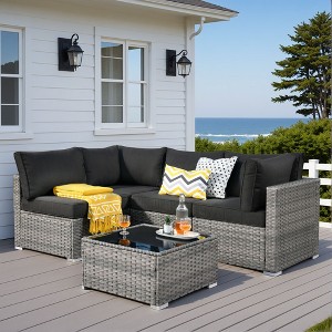 XIZZI Modular Outdoor Patio Furniture Set w/ Optional Coffee Table, Swivel Chair & Firepit - All-Weather, Waterproof & UV-Resistant - 1 of 4