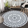 Indoor Soft Vintage Flower Round Area Rugs for Living Room Bedroom Washable Low Pile Non Slip Small Carpet Retro Room Decor - 2 of 4