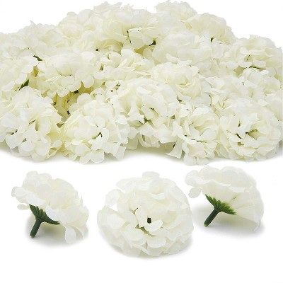 60 Pack White Mini Artificial Hydrangea Fake Flower Heads for Floral Decoration