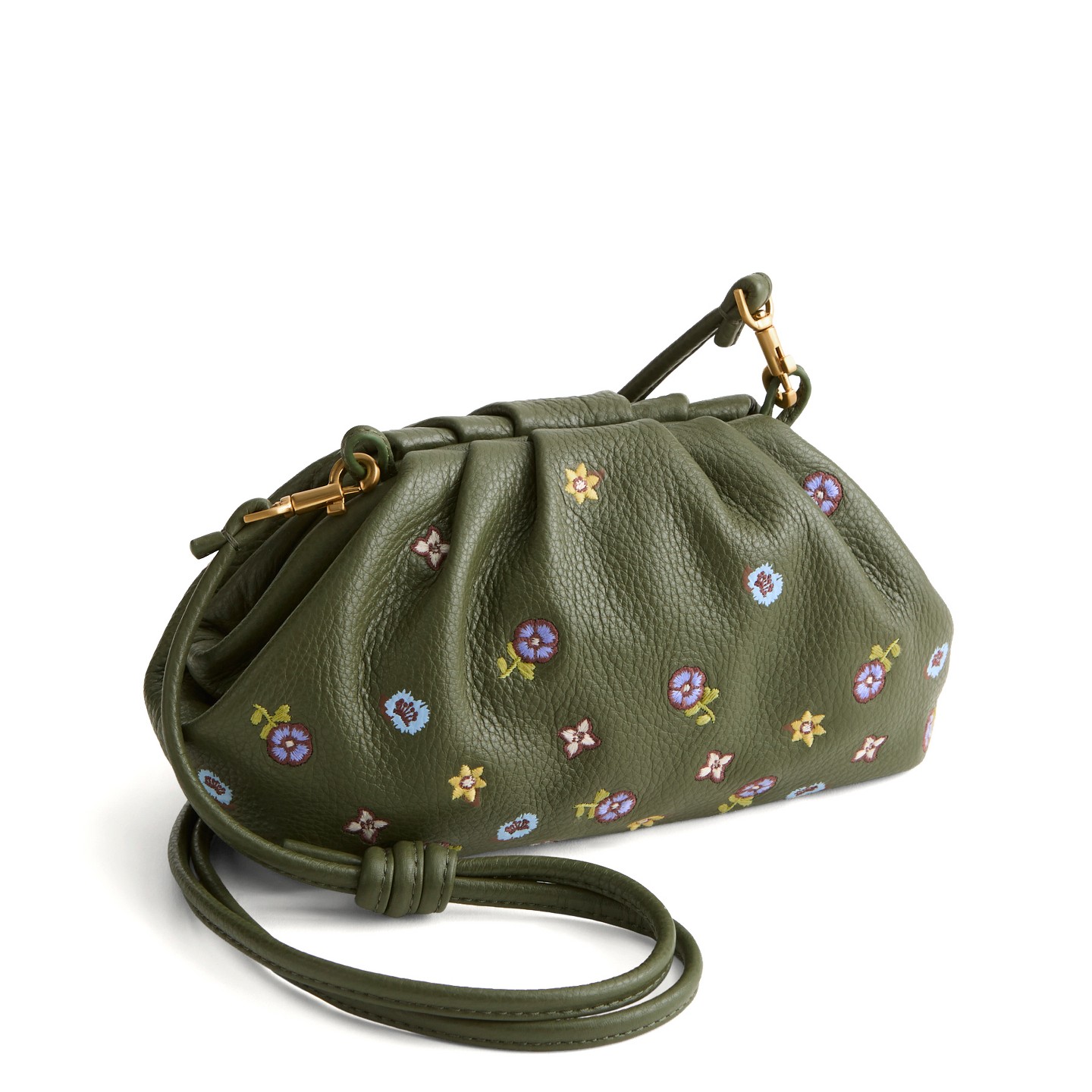 Женская сумка Vera Bradley Leather Small Taber Crossbody Meadow Bouquet Bronze Green, цвет: Зелёный — фото 1