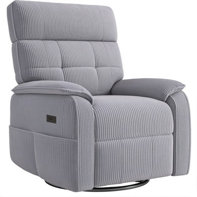 Swivel Rocker Power Recliner Chair with USB & Type-C Ports and Overstuffed Cushion