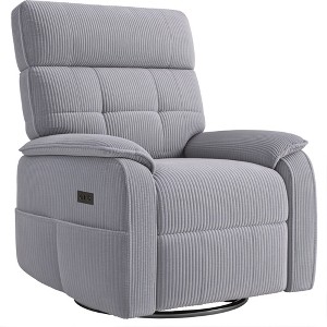 Swivel Rocker Power Recliner Chair with USB & Type-C Ports and Overstuffed Cushion - 1 of 4