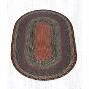 Earth Rugs Blue/Gray/Burgundy Hand-Braided Oval Rug – Cozy Living Space Accent - 1 of 1