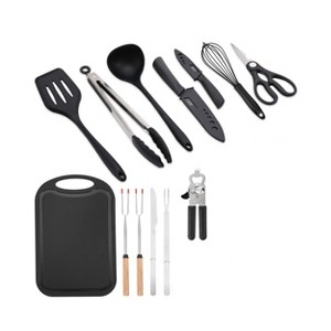 Itopfox Camping Essentials Cookware Set - Portable Camp Kitchen Mess Kit with Stainless Steel & Silicone Utensils for Outdoor RV Picnic Grill - 1 of 4