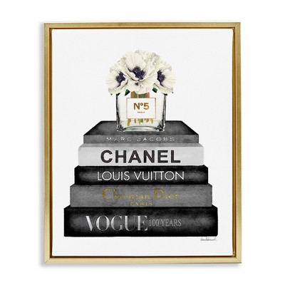 Stupell Industries Monochrome Fashion Designer Bookstack, 25" x 31"