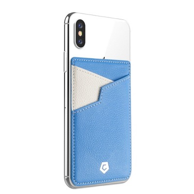Cobble Pro Stick-On Genuine Leather Card Holder Adhesive Pocket Phone Wallet for iPhone 11 Pro Max XS X XR SE2 Samsung S10 S9 Note 10 Los Angeles Blue