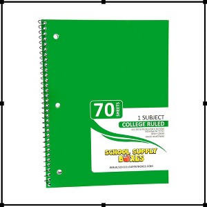 School Supply Boxes | (Green) College-Ruled 1 Subject Notebooks | 6 ...